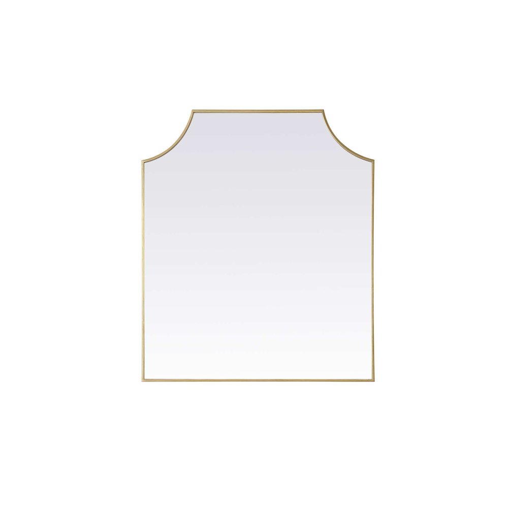 Notched Metal Mirror 36x42 inch in Brass. Picture 1