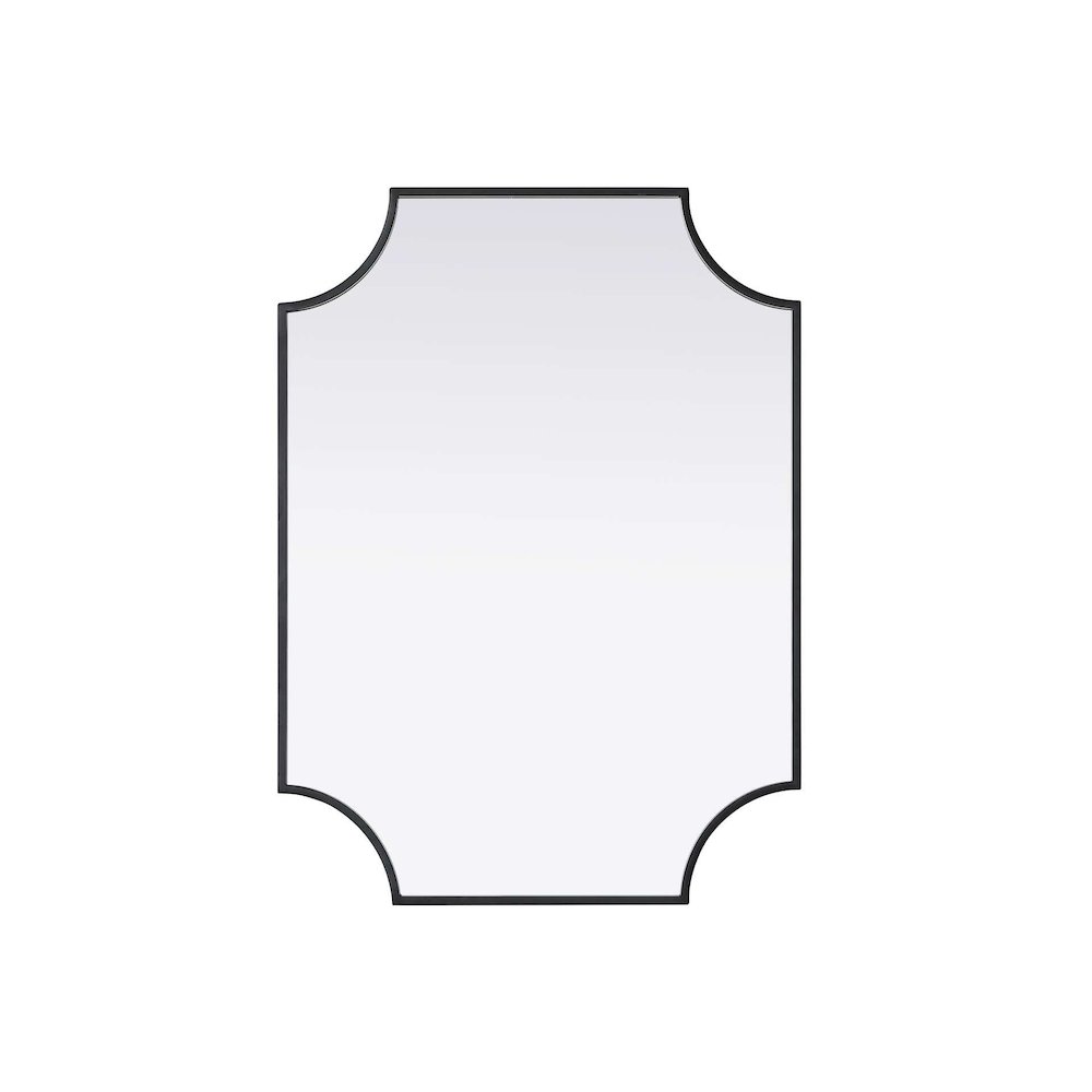 Notched Metal Mirror 22x30 inch in Black. Picture 1