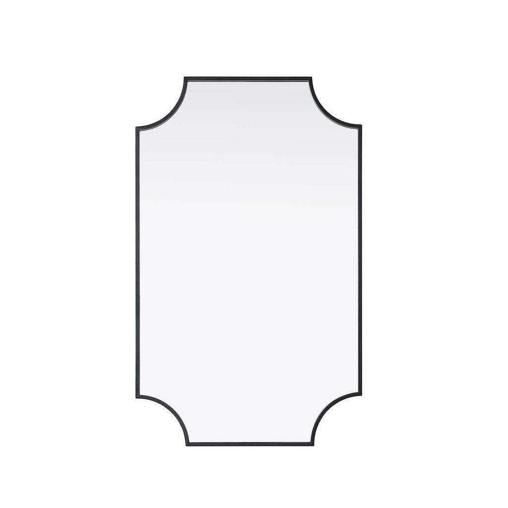 Notched Metal Mirror 22x36 inch in Black. Picture 1