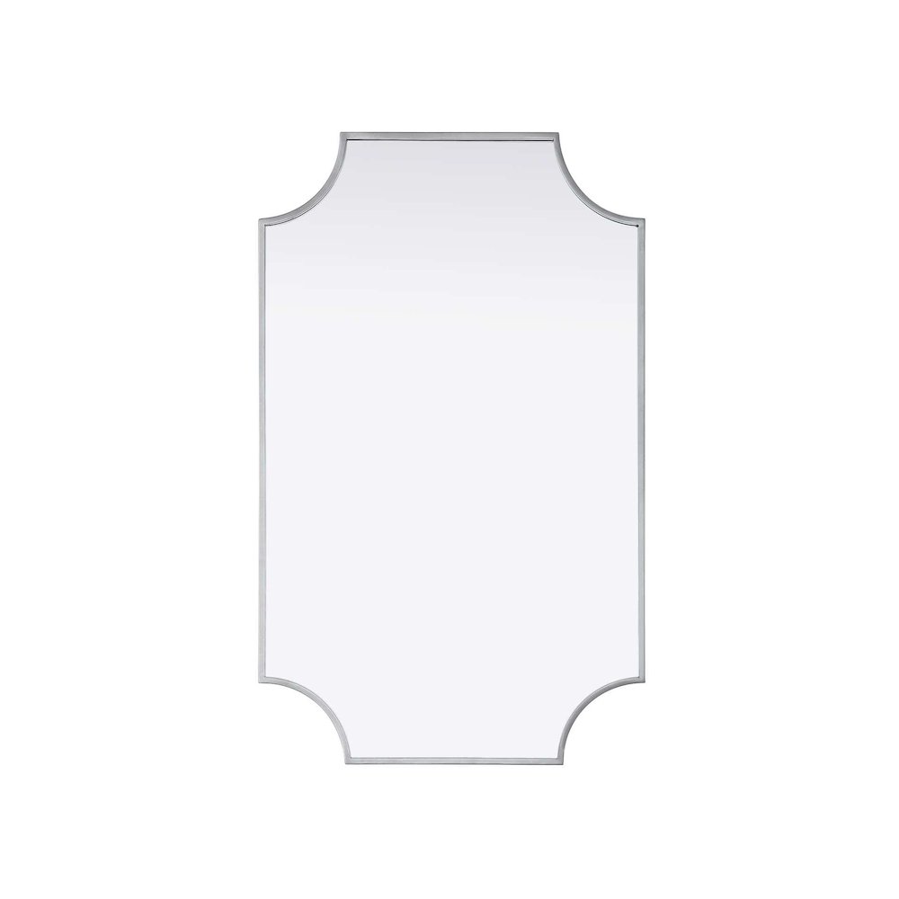 Notched Metal Mirror 22x36 inch in Silver. Picture 1