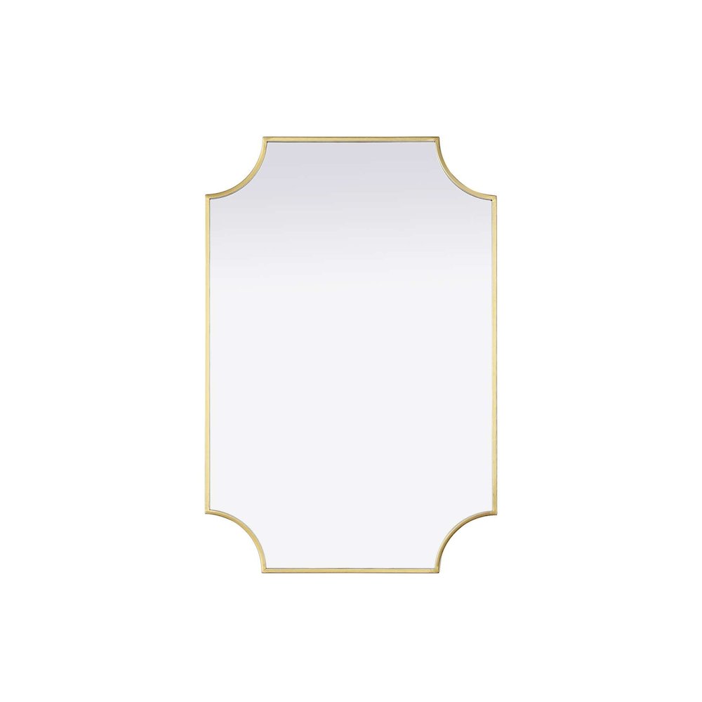 Notched Metal Mirror 24x36 inch in Brass. Picture 1
