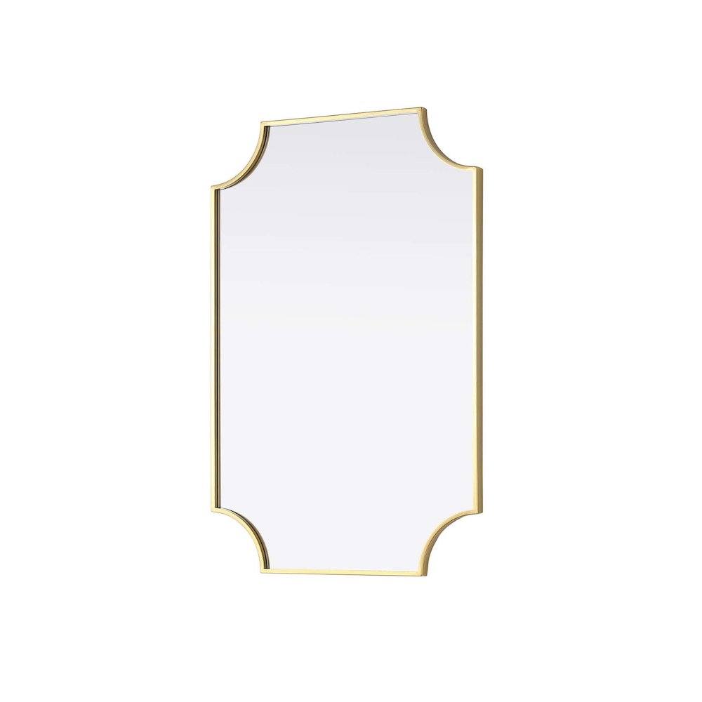Notched Metal Mirror 24x36 inch in Brass. Picture 2