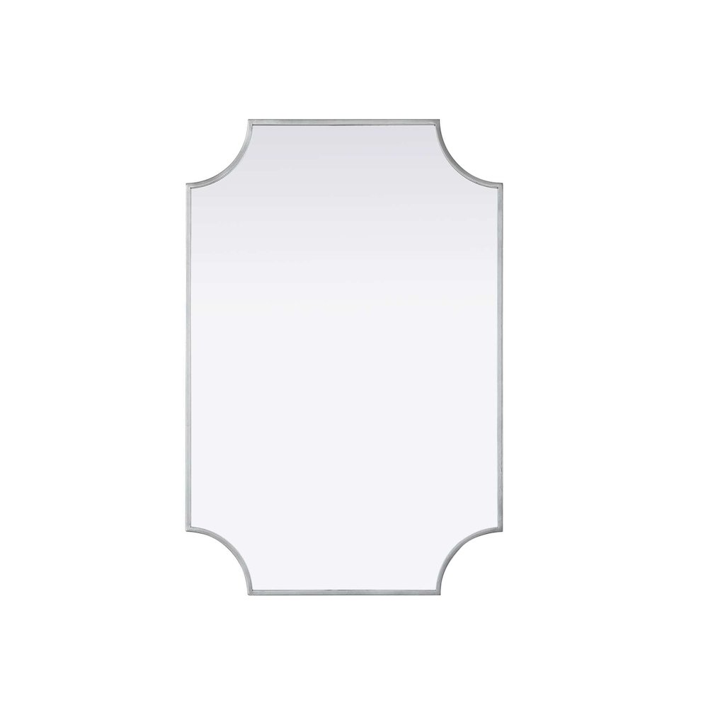Notched Metal Mirror 24x36 inch in Silver. Picture 1