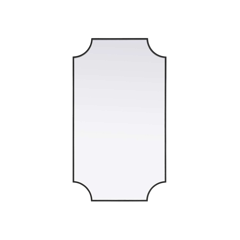 Notched Metal Mirror 24x42 inch in Black. Picture 1