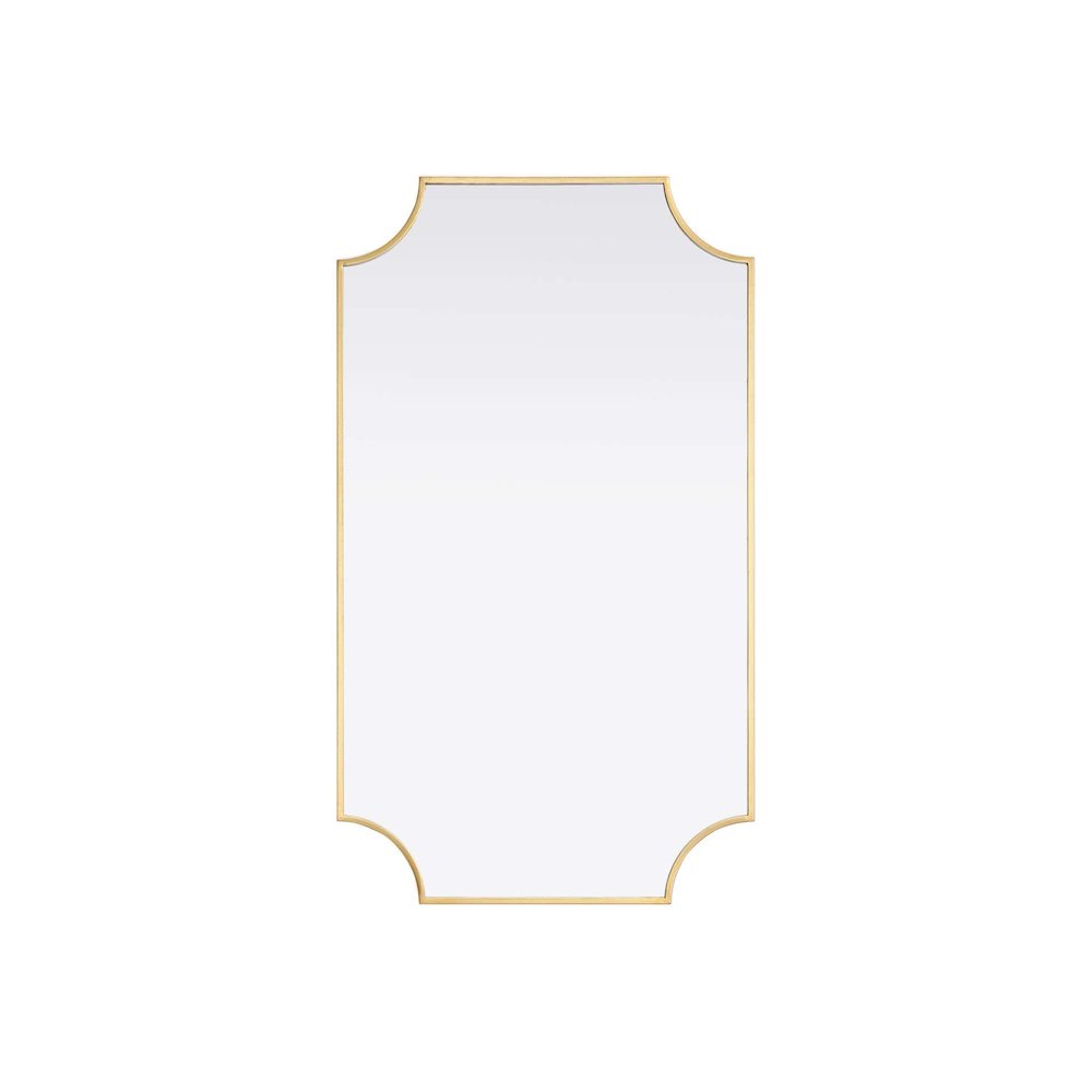 Notched Metal Mirror 24x42 inch in Brass. Picture 1