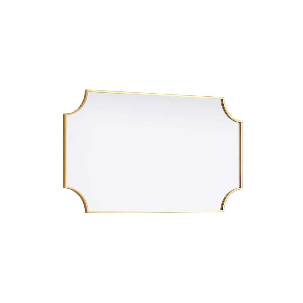 Notched Metal Mirror 24x42 inch in Brass. Picture 4