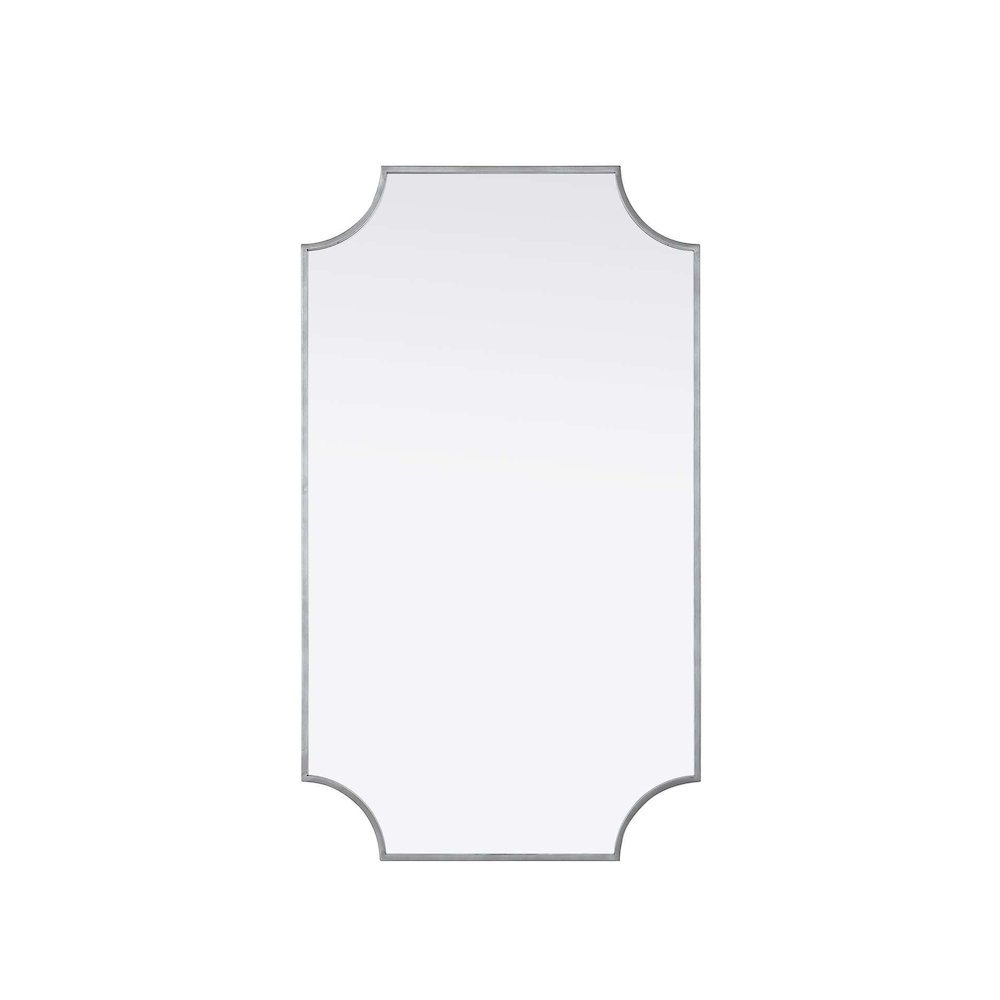 Notched Metal Mirror 24x42 inch in Silver. Picture 1