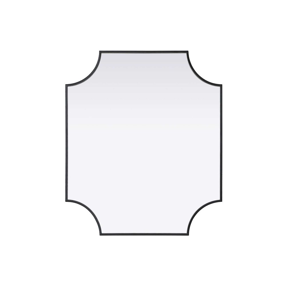 Notched Metal Mirror 27x32 inch in Black. Picture 1