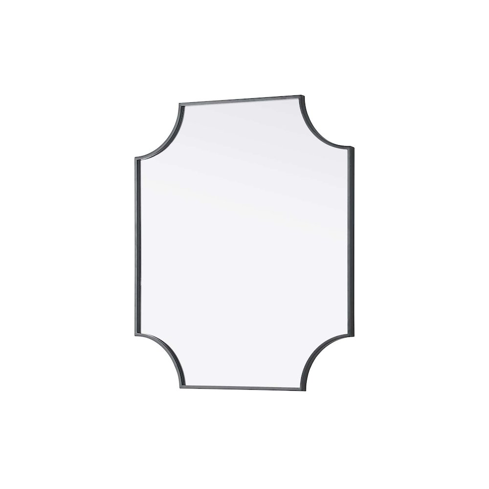 Notched Metal Mirror 27x32 inch in Black. Picture 2