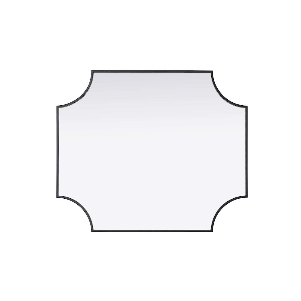 Notched Metal Mirror 27x32 inch in Black. Picture 3