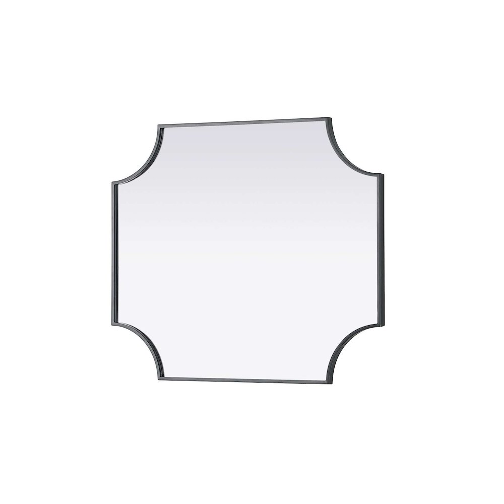 Notched Metal Mirror 27x32 inch in Black. Picture 4