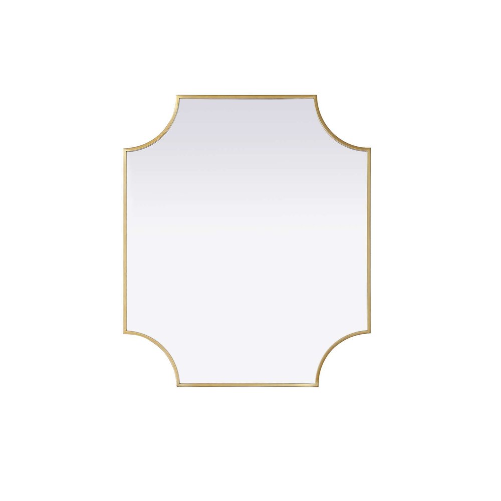 Notched Metal Mirror 27x32 inch in Brass. Picture 1