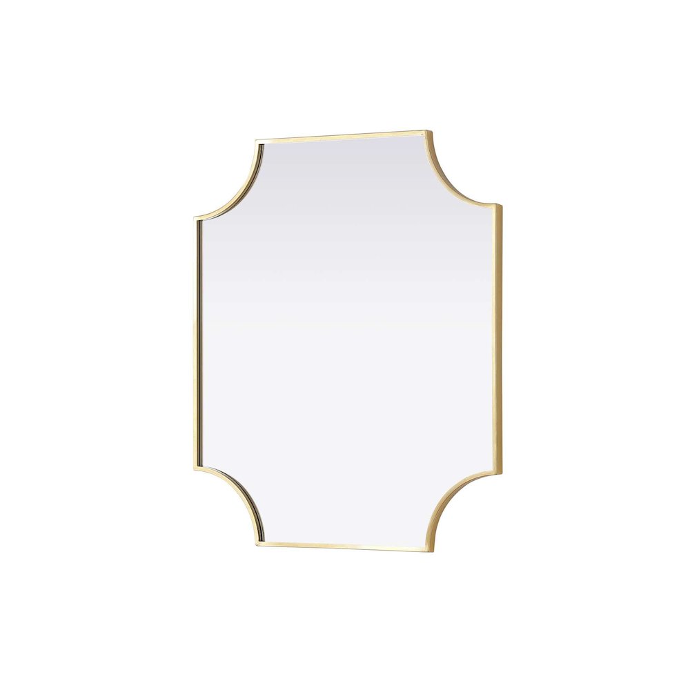 Notched Metal Mirror 27x32 inch in Brass. Picture 2