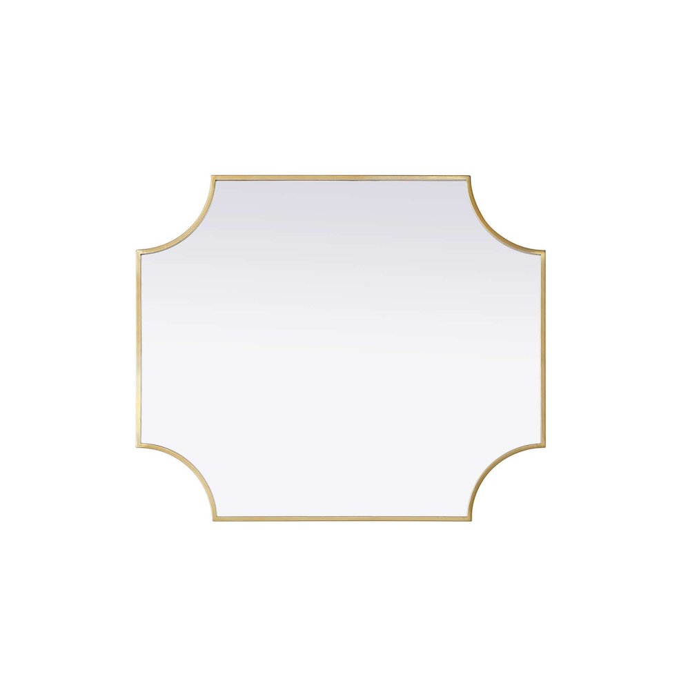 Notched Metal Mirror 27x32 inch in Brass. Picture 3