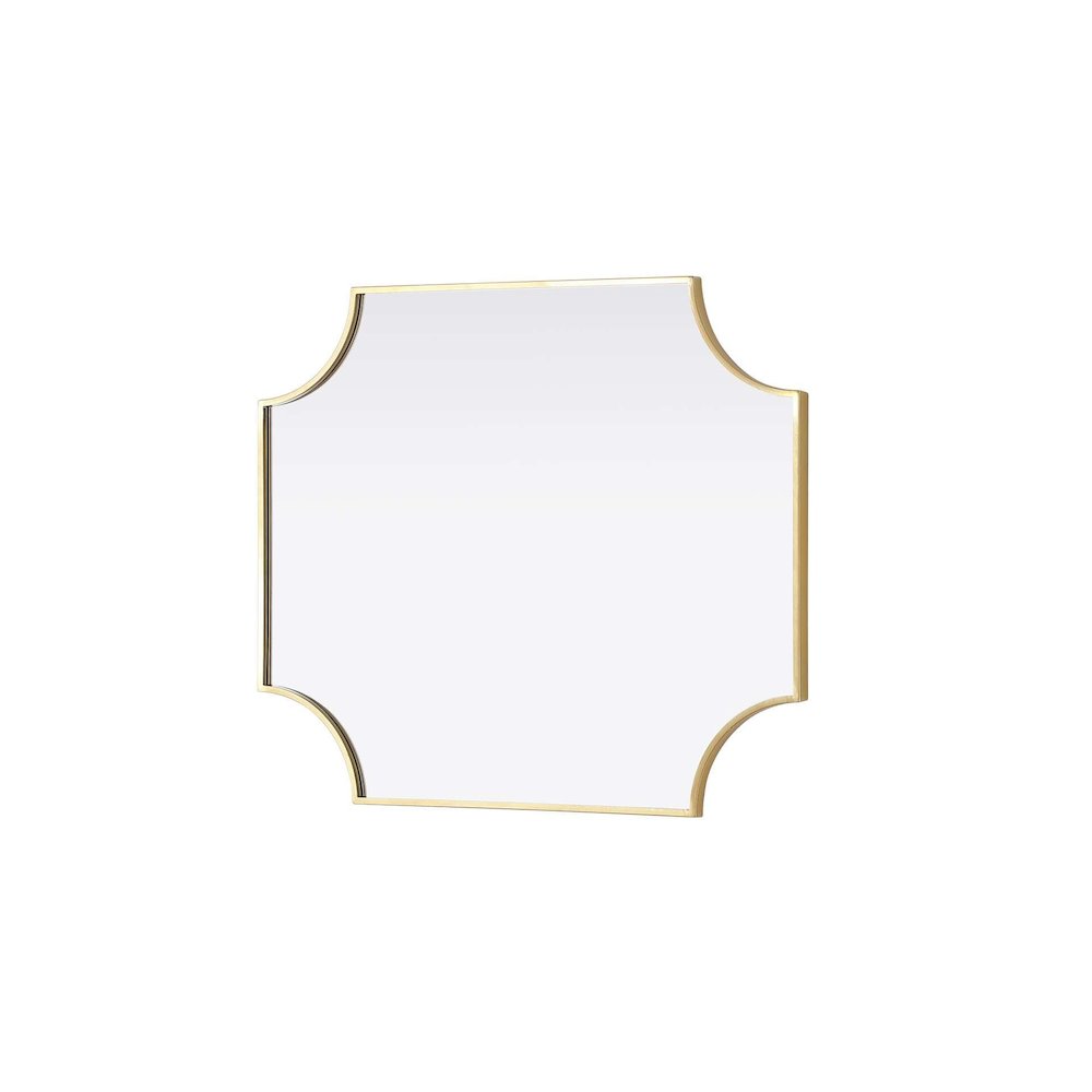 Notched Metal Mirror 27x32 inch in Brass. Picture 4