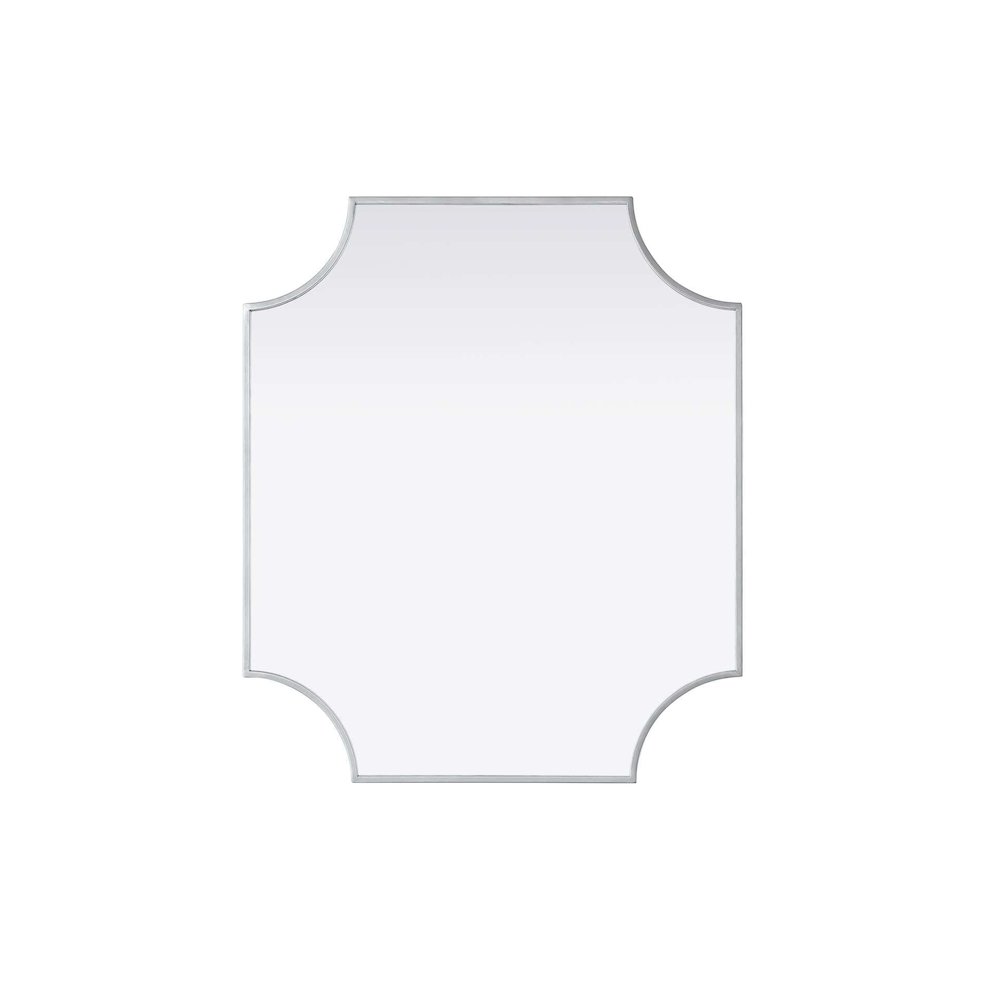 Notched Metal Mirror 27x32 inch in Silver. Picture 1
