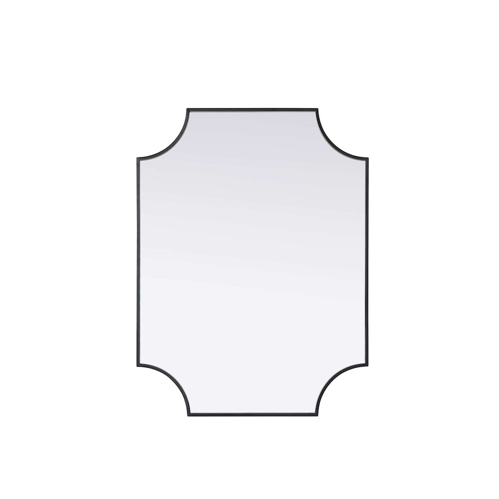 Notched Metal Mirror 27x36 inch in Black. Picture 1