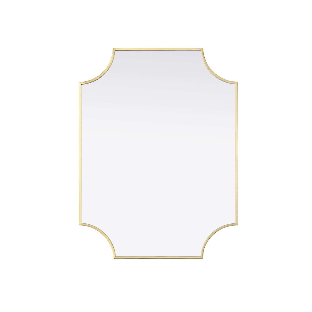 Notched Metal Mirror 27x36 inch in Brass. Picture 1