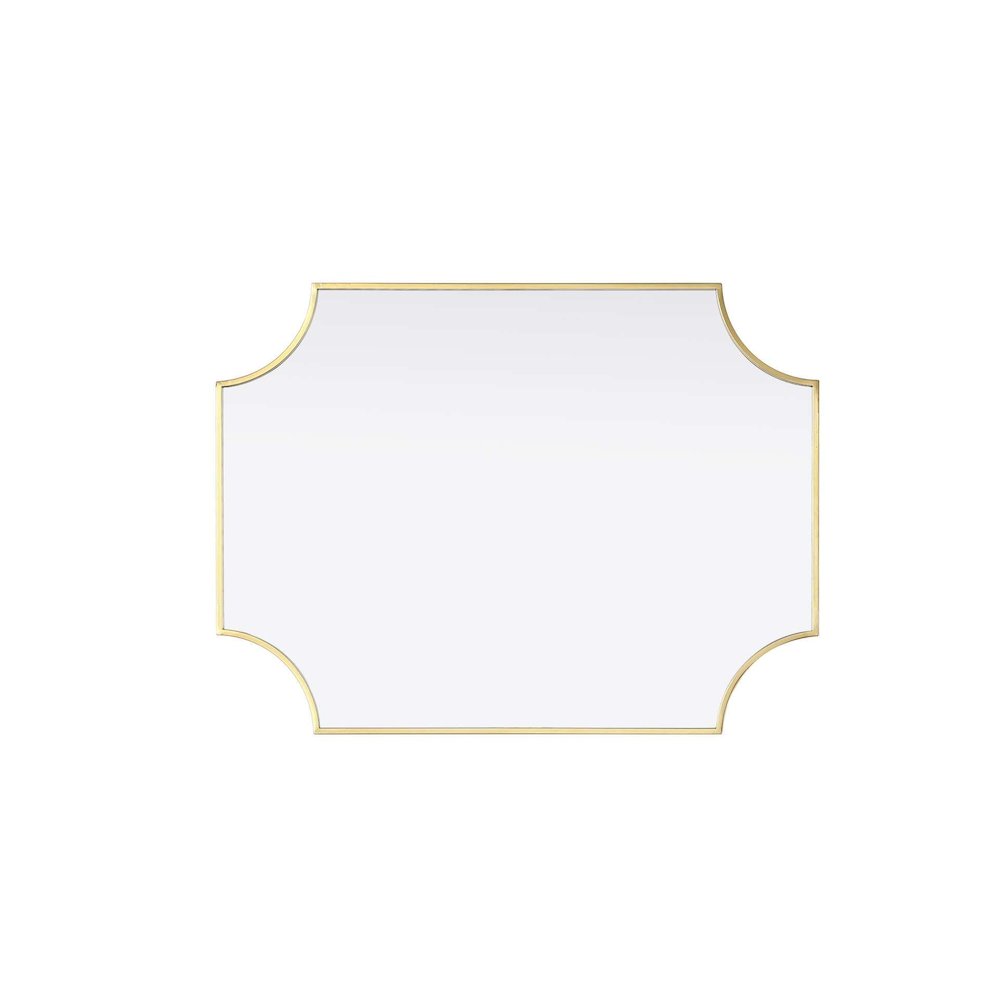 Notched Metal Mirror 27x36 inch in Brass. Picture 3