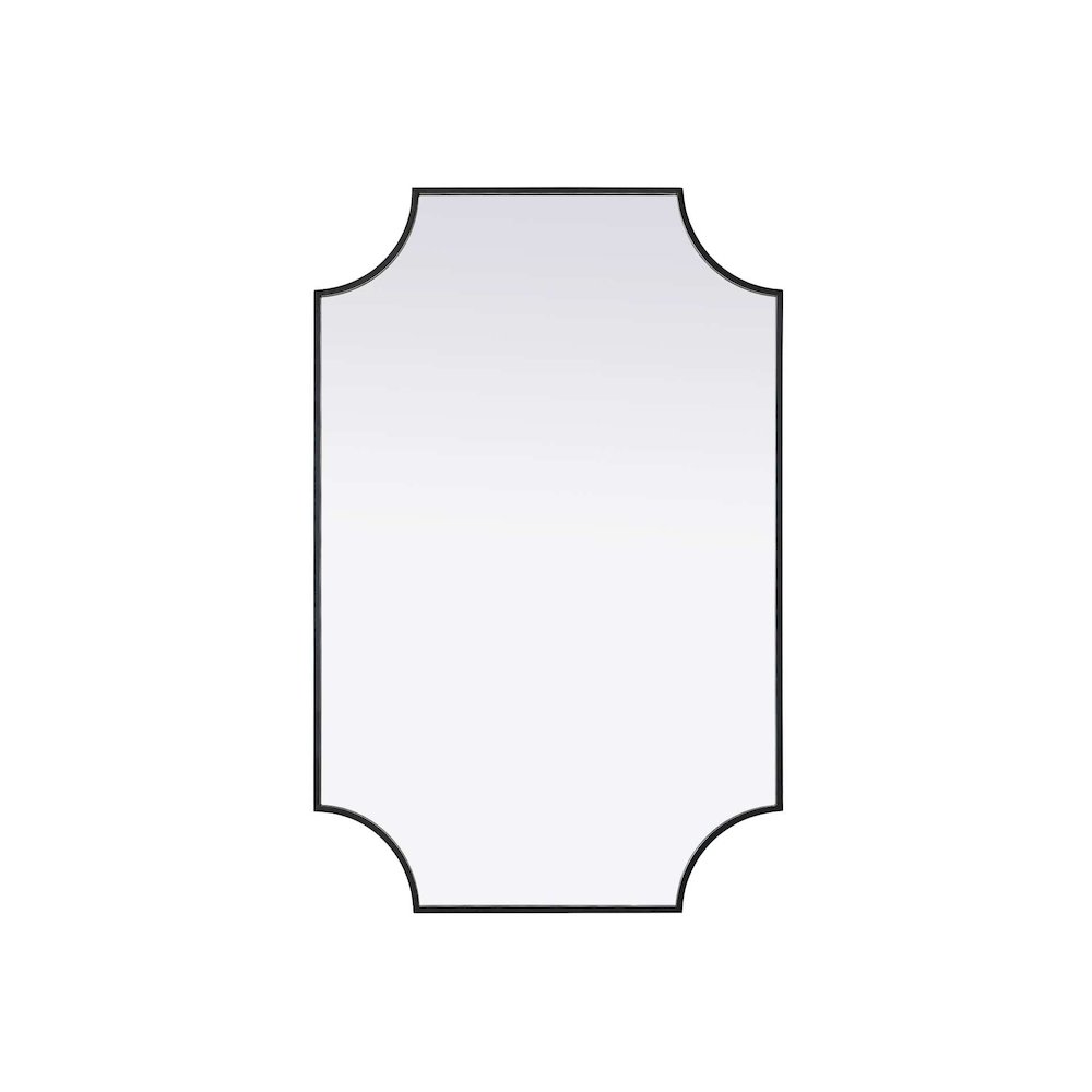 Notched Metal Mirror 27x42 inch in Black. Picture 1