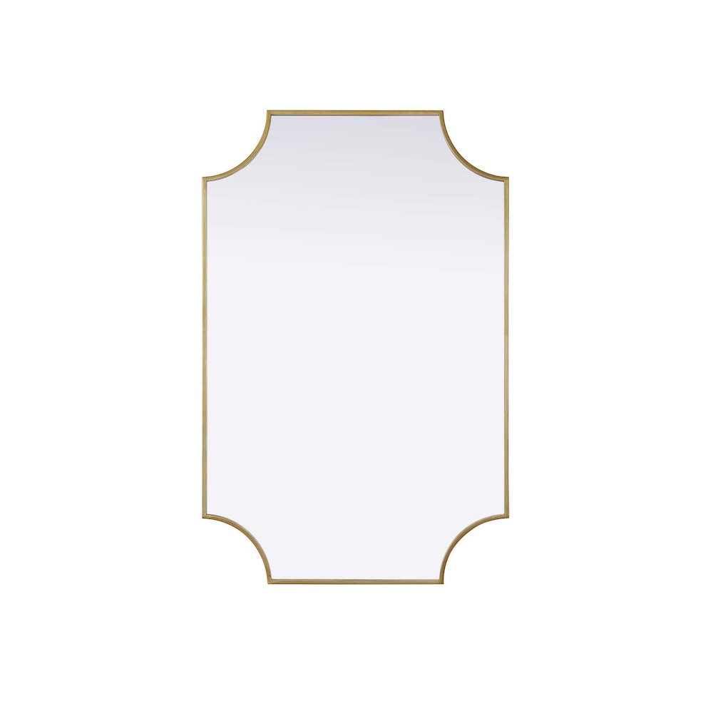 Notched Metal Mirror 27x42 inch in Brass. Picture 1