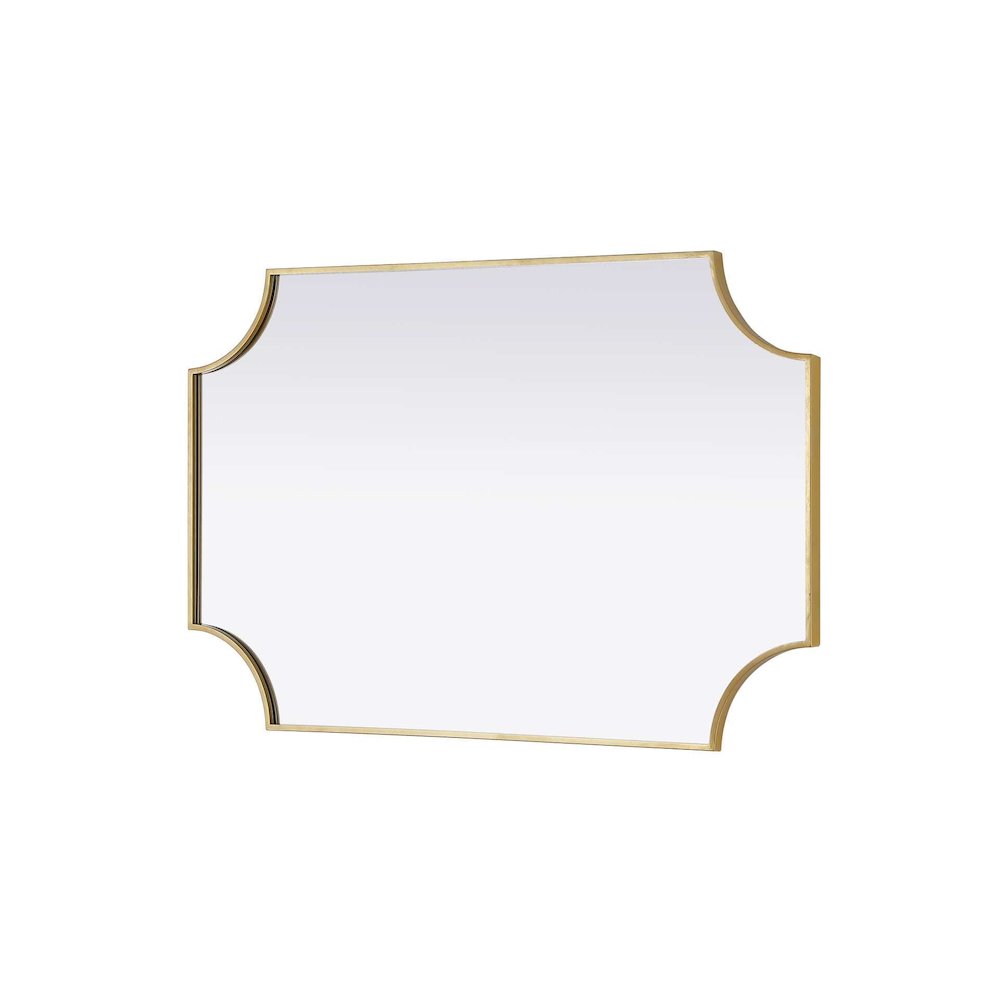Notched Metal Mirror 27x42 inch in Brass. Picture 4