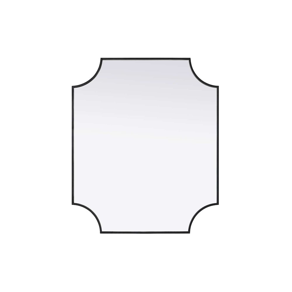 Notched Metal Mirror 30x36 inch in Black. Picture 1