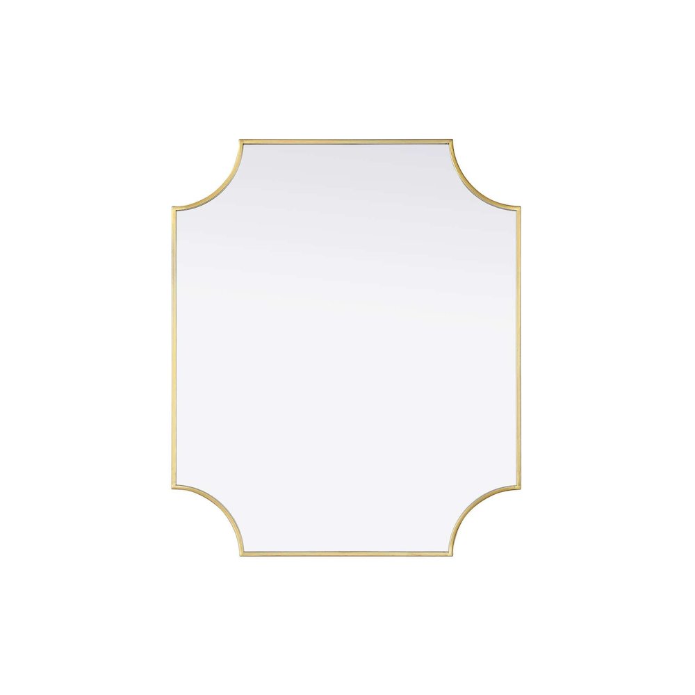 Notched Metal Mirror 30x36 inch in Brass. Picture 1
