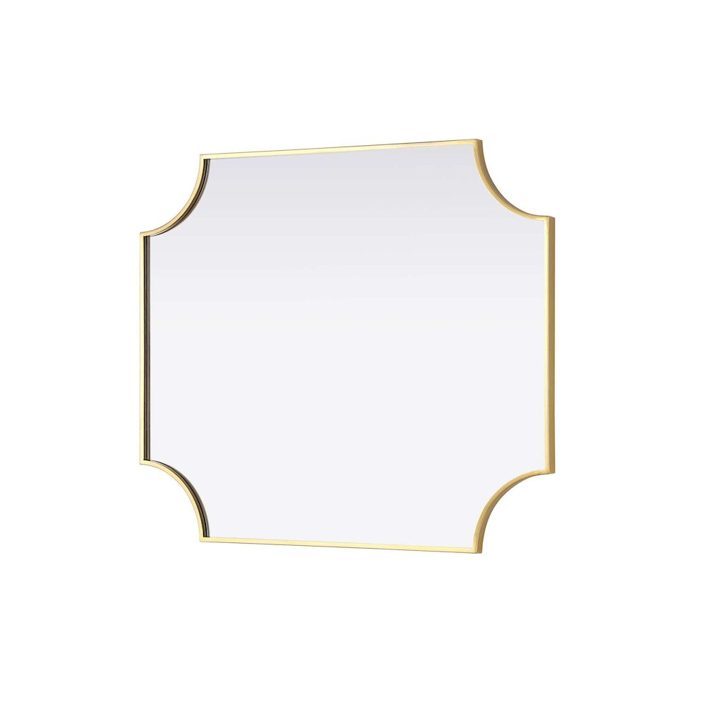 Notched Metal Mirror 30x36 inch in Brass. Picture 4