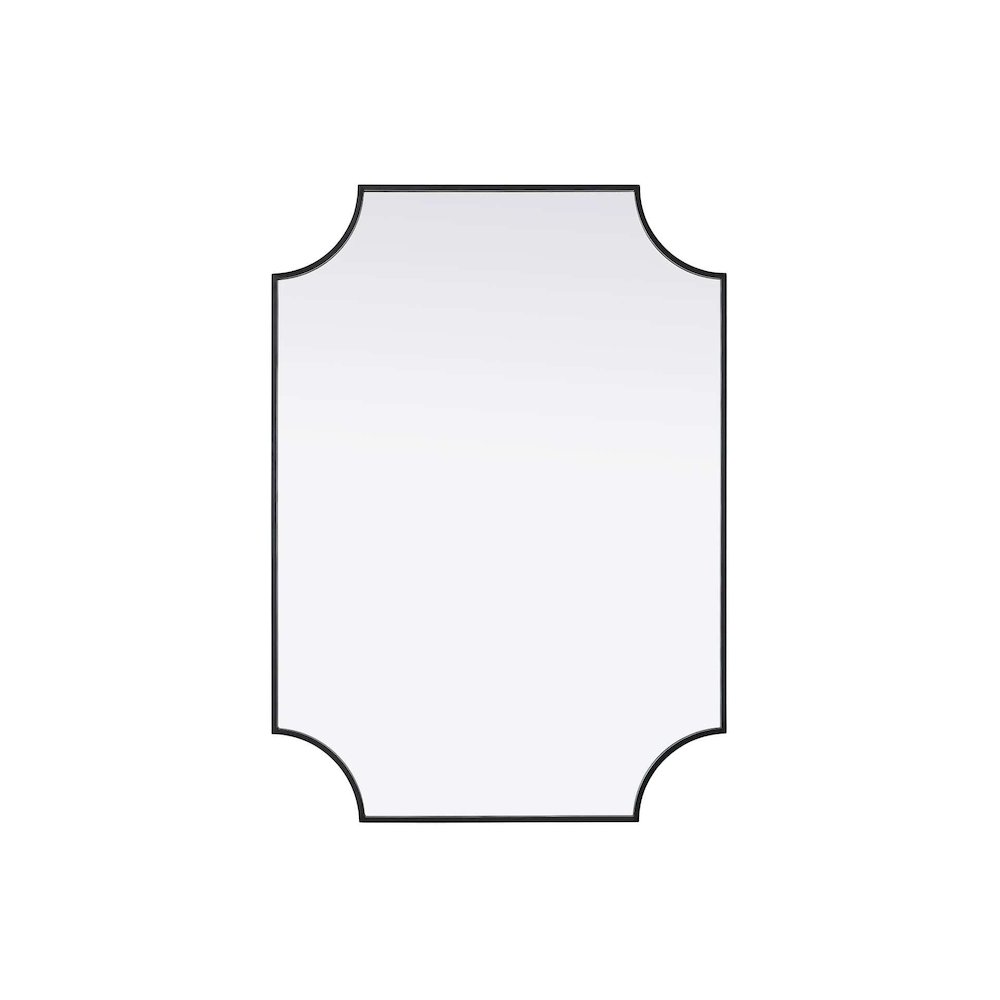 Notched Metal Mirror 30x42 inch in Black. Picture 1