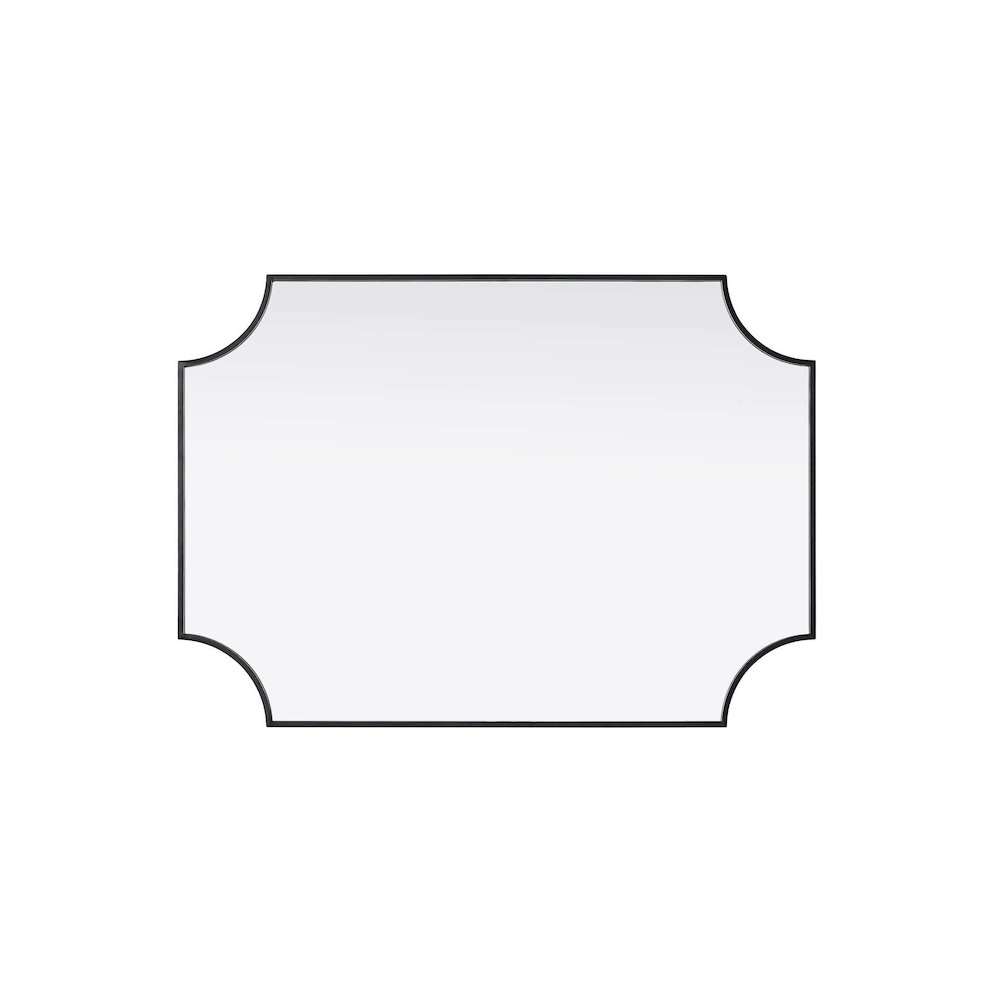 Notched Metal Mirror 30x42 inch in Black. Picture 3