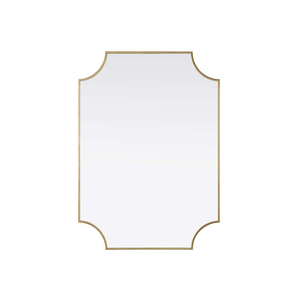 Notched Metal Mirror 30x42 inch in Brass. Picture 1