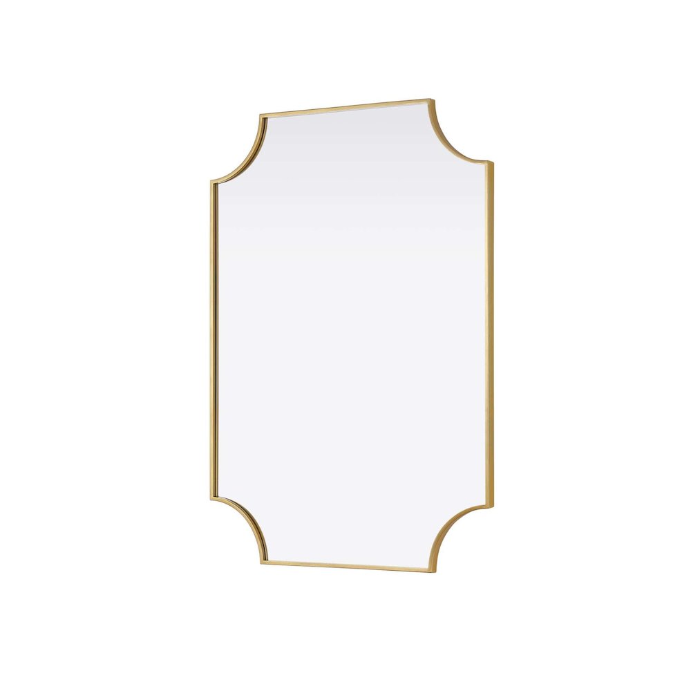 Notched Metal Mirror 30x42 inch in Brass. Picture 2