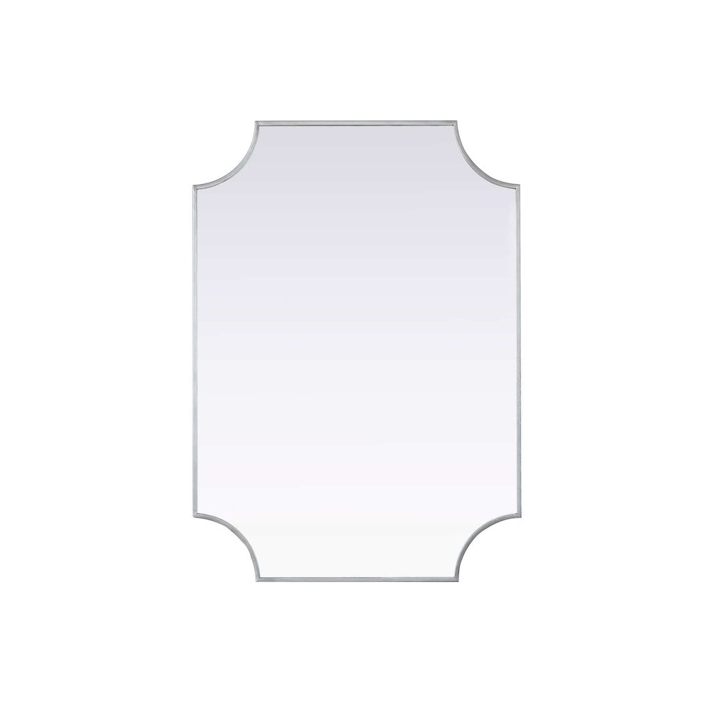 Notched Metal Mirror 30x42 inch in Silver. Picture 1