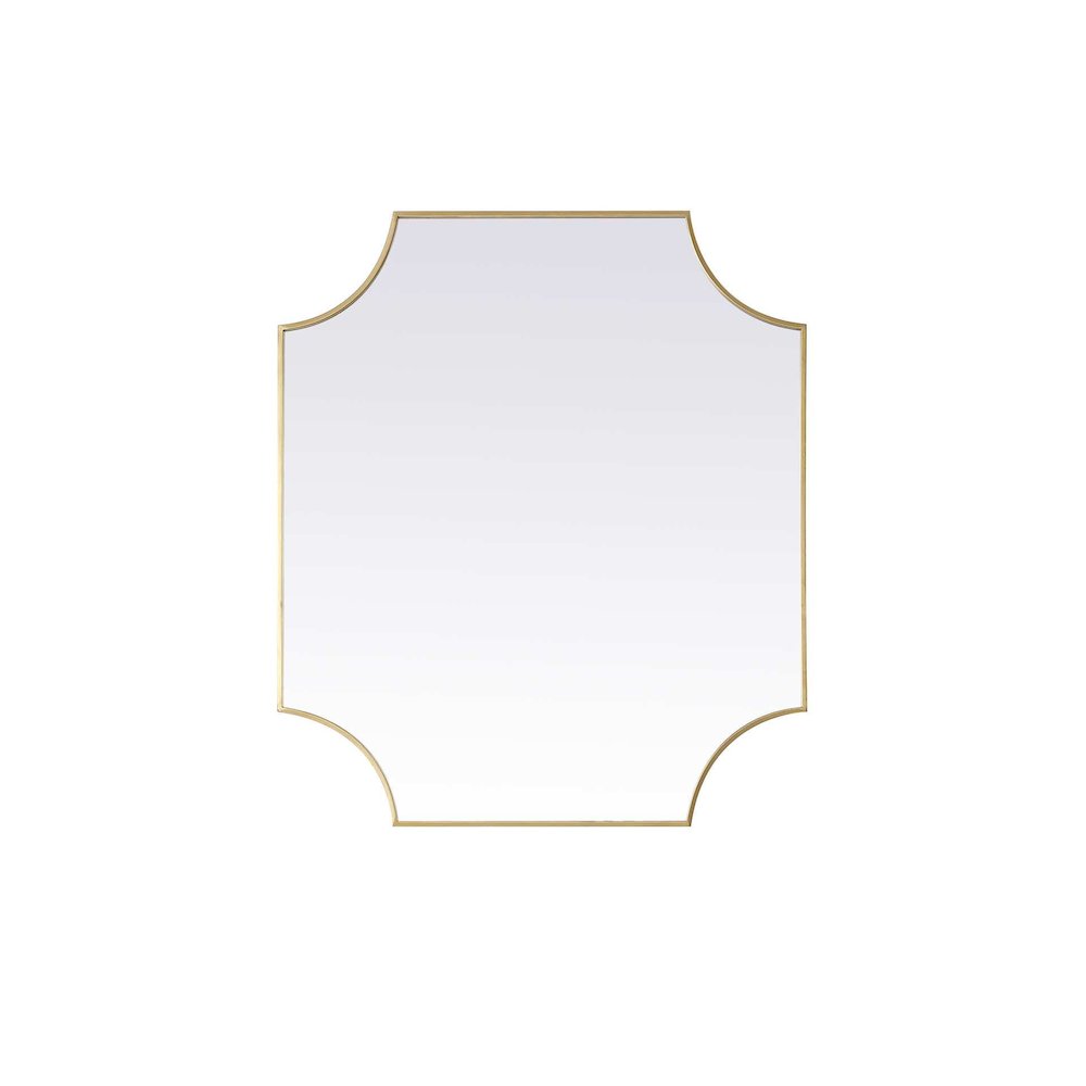 Notched Metal Mirror 36x42 inch in Brass. Picture 1