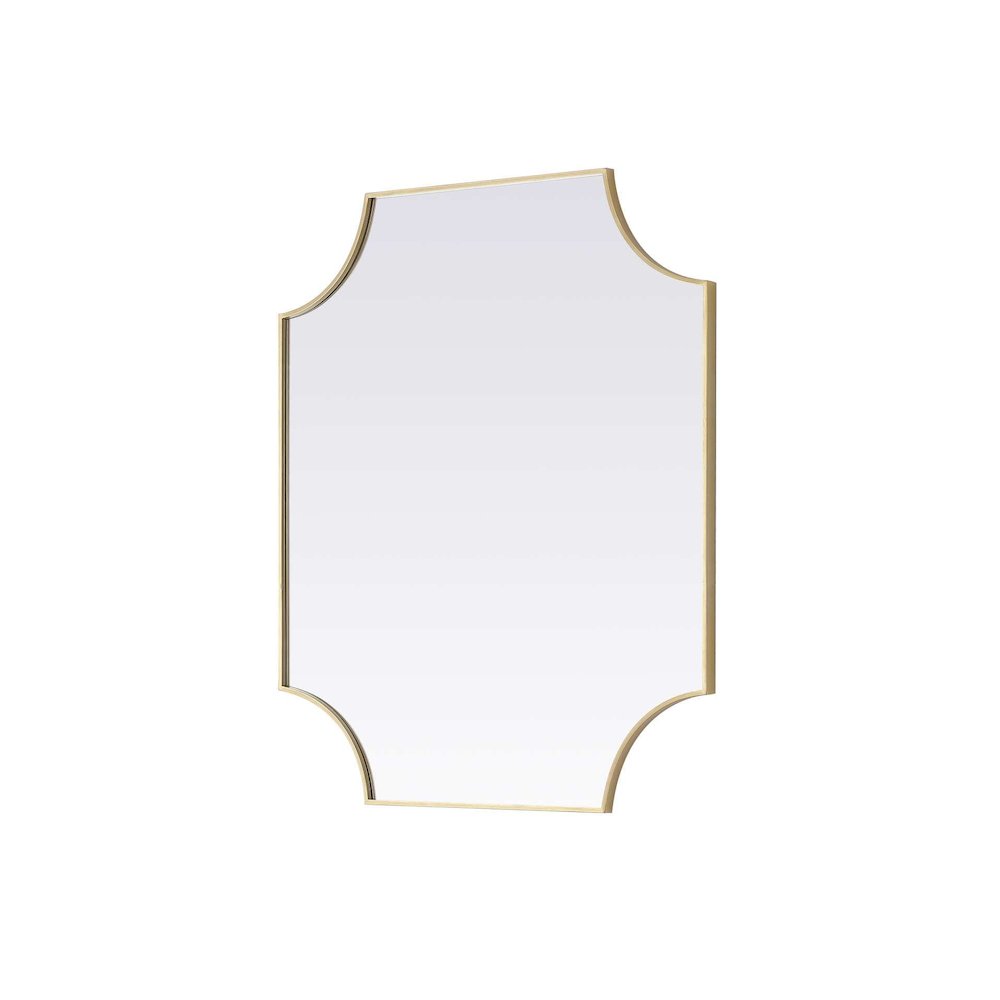 Notched Metal Mirror 36x42 inch in Brass. Picture 2