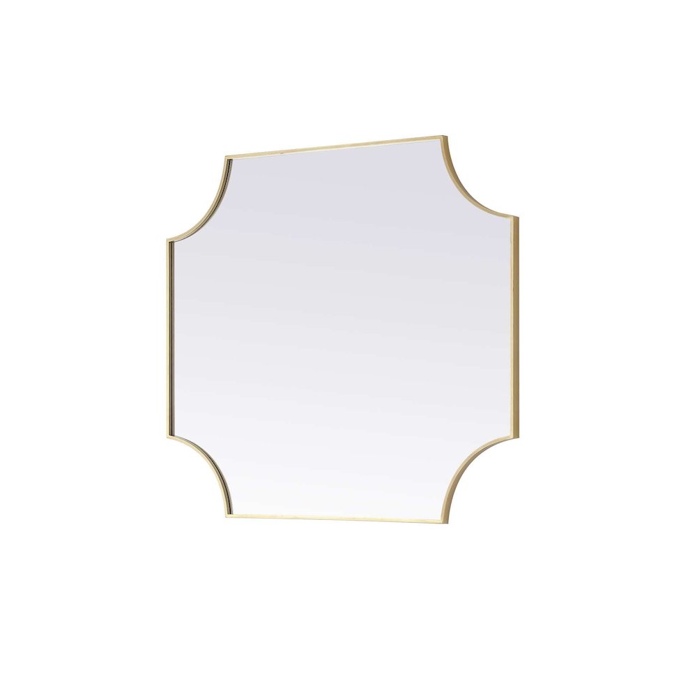 Notched Metal Mirror 36x42 inch in Brass. Picture 4