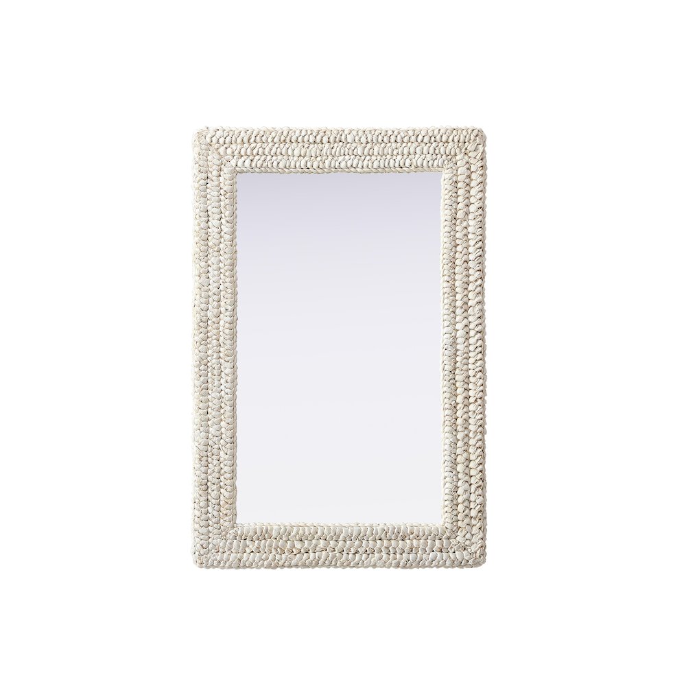 Rectangle Cornhusk Mirror 24x36 in Linen White. Picture 1