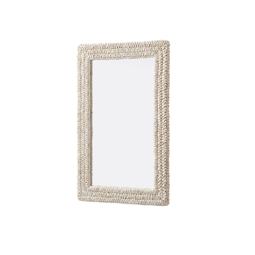 Rectangle Cornhusk Mirror 24x36 in Linen White. Picture 4