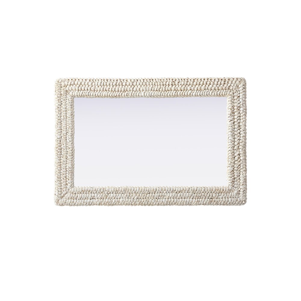 Rectangle Cornhusk Mirror 24x36 in Linen White. Picture 5