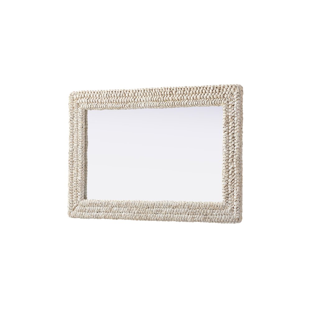 Rectangle Cornhusk Mirror 24x36 in Linen White. Picture 8