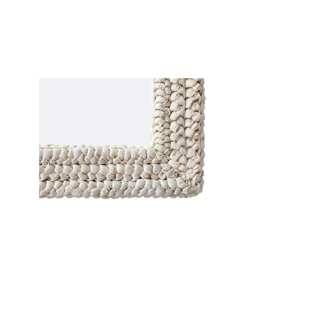 Rectangle Cornhusk Mirror 24x36 in Linen White. Picture 9