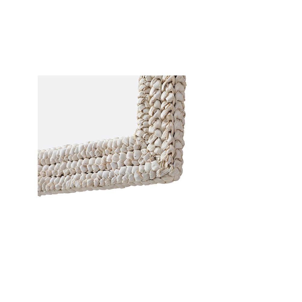 Rectangle Cornhusk Mirror 24x36 in Linen White. Picture 10