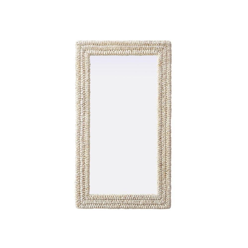Rectangle Cornhusk Mirror 24x42 in Linen White. Picture 1