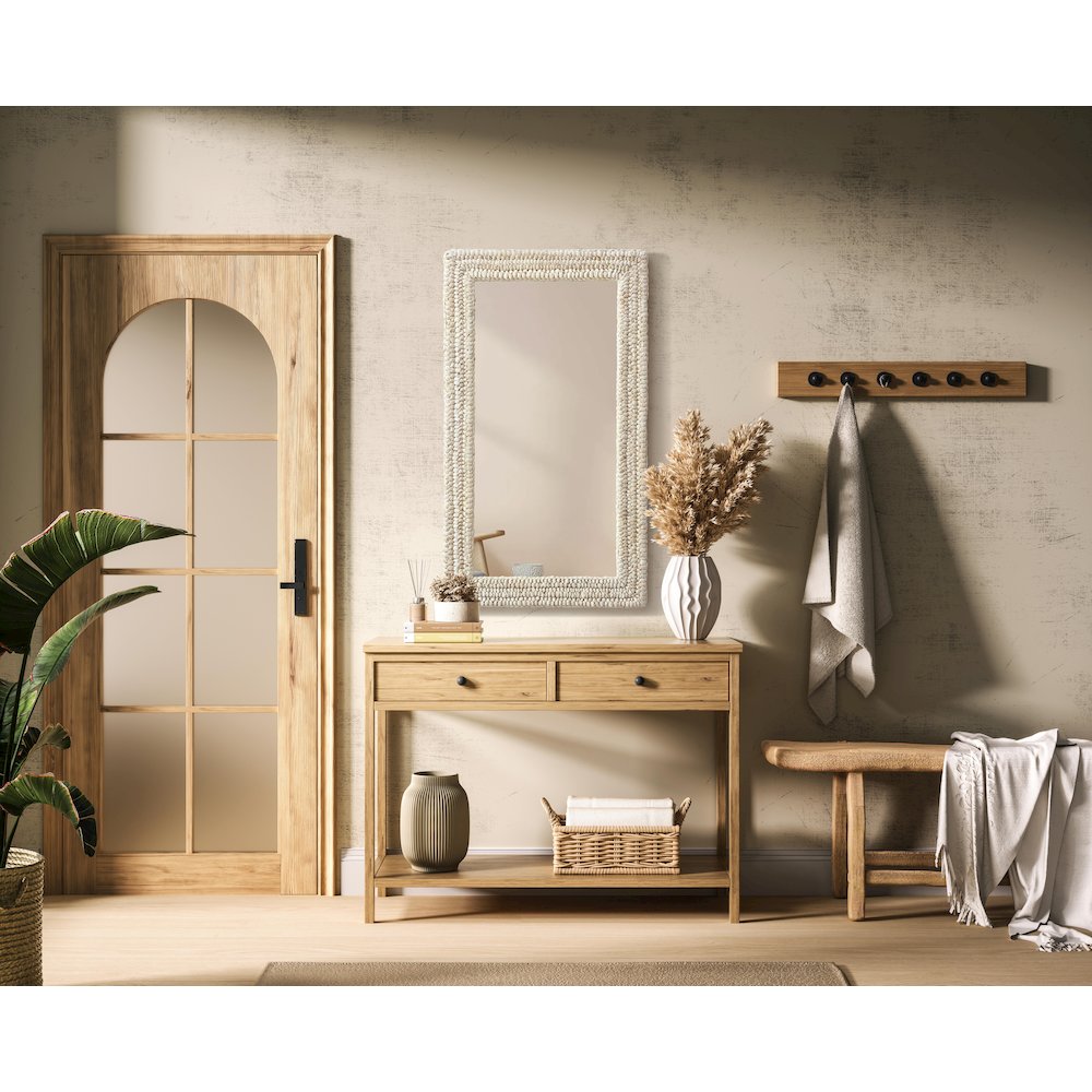 Rectangle Cornhusk Mirror 24x42 in Linen White. Picture 2