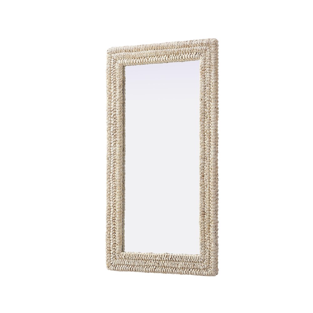 Rectangle Cornhusk Mirror 24x42 in Linen White. Picture 4
