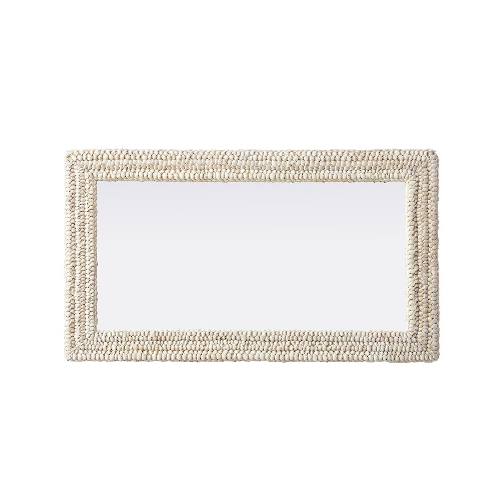 Rectangle Cornhusk Mirror 24x42 in Linen White. Picture 5