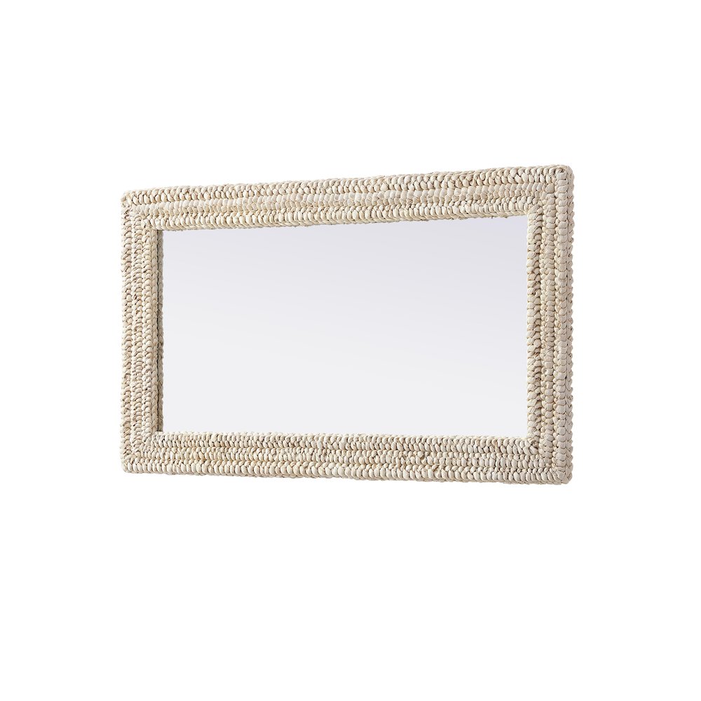 Rectangle Cornhusk Mirror 24x42 in Linen White. Picture 8