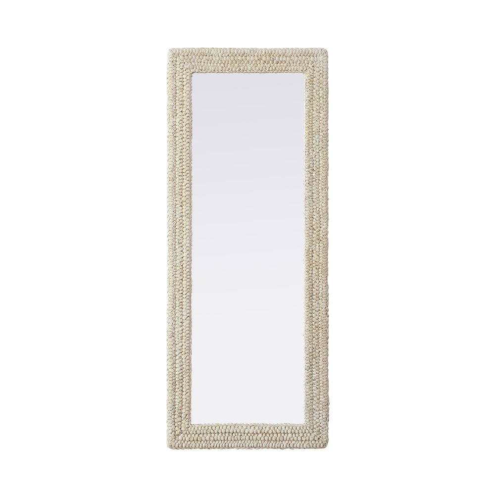 Rectangle Cornhusk Mirror 24x60 in Linen White. Picture 1