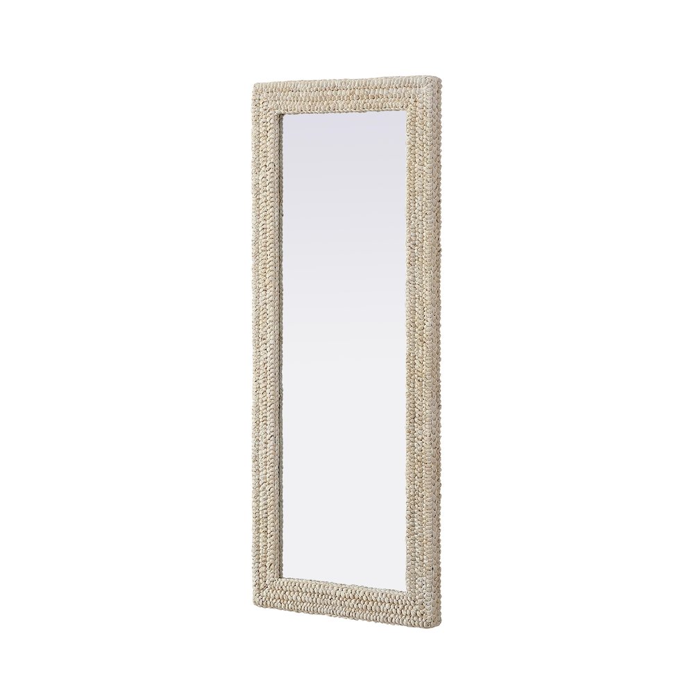 Rectangle Cornhusk Mirror 24x60 in Linen White. Picture 4
